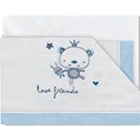 Pirulos 00912313 - Tríptico sábanas- diseño love friends 80 x 140 cm- color blanco y azul